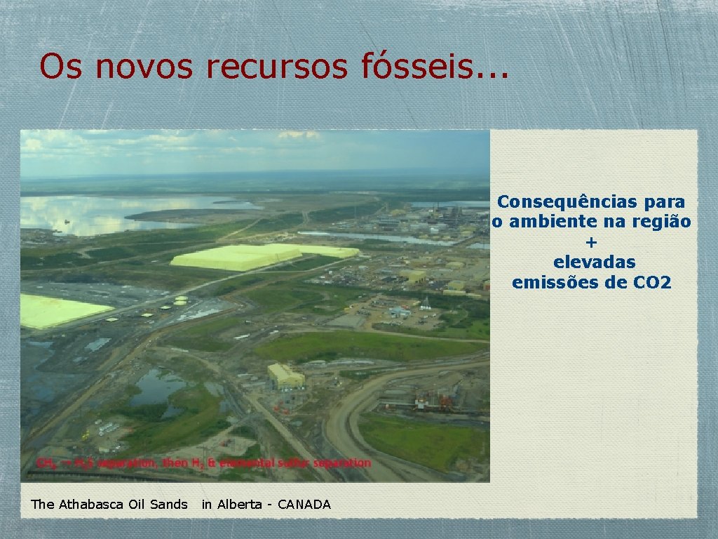 Os novos recursos fósseis. . . Consequências para o ambiente na região + elevadas
