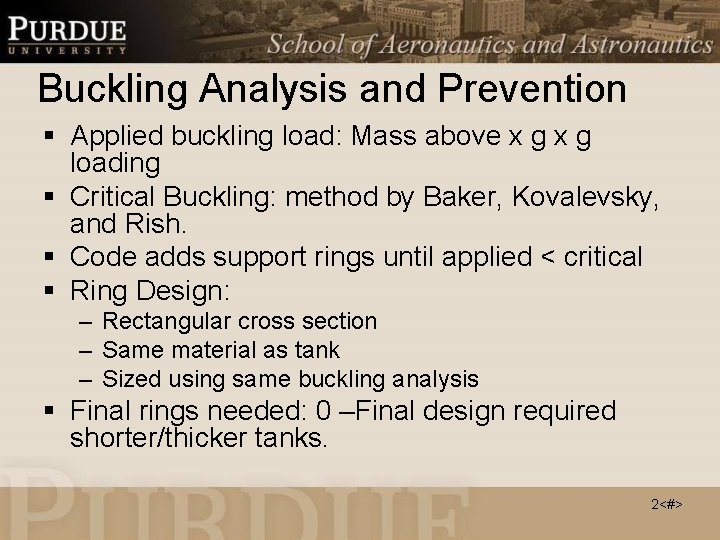 Buckling Analysis and Prevention § Applied buckling load: Mass above x g loading §