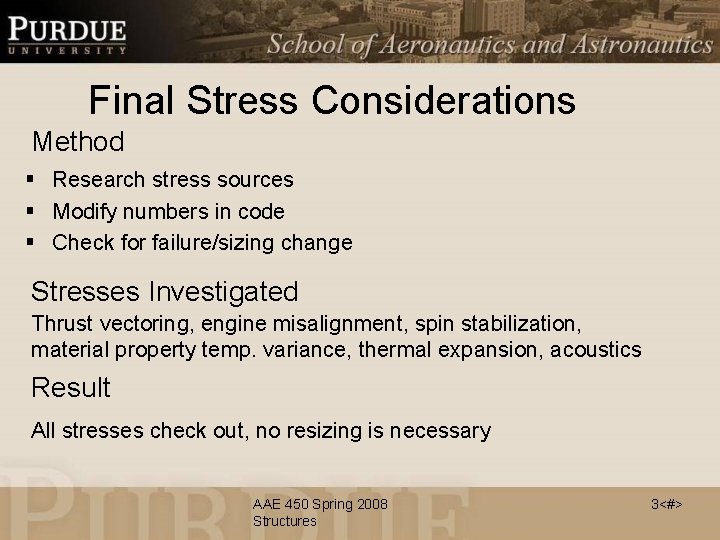 Final Stress Considerations Method § Research stress sources § Modify numbers in code §