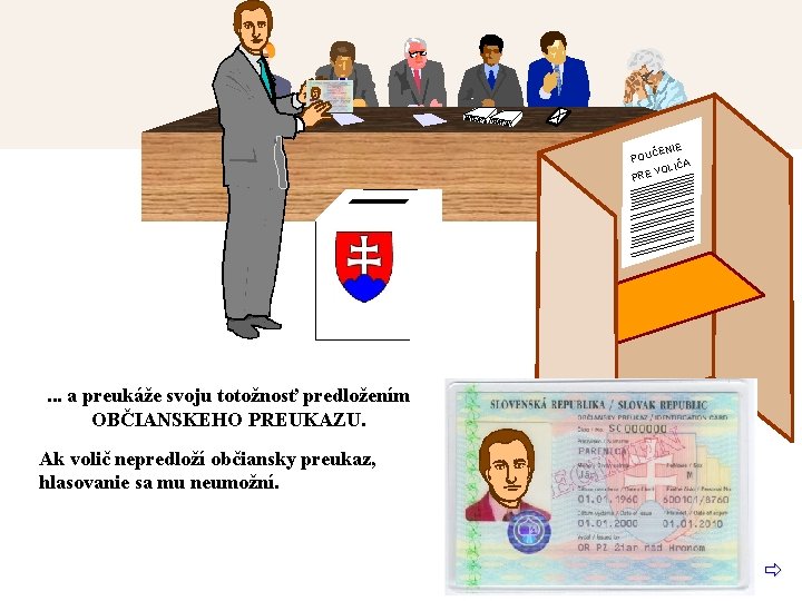 IE ČEN POU IČA VOL PRE . . . a preukáže svoju totožnosť predložením