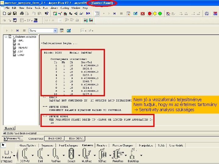 Nem jó a visszaforraló teljesítménye Nem tudjuk, hogy mi az értelmes tartomány Sensitivity analysis
