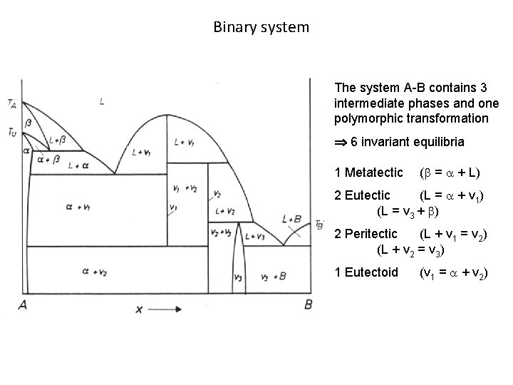 Binary system The system A-B contains 3 intermediate phases and one polymorphic transformation 6