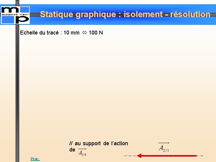 Statique graphique : isolement - résolution Echelle du tracé : 10 mm 100 N