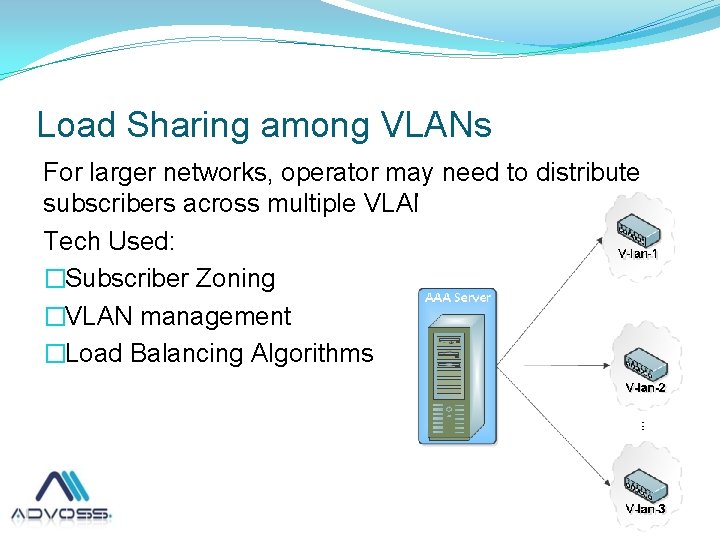 Load Sharing among VLANs For larger networks, operator may need to distribute subscribers across