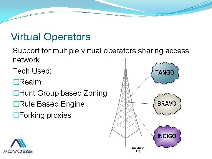 Virtual Operators Support for multiple virtual operators sharing access network Tech Used: �Realm �Hunt