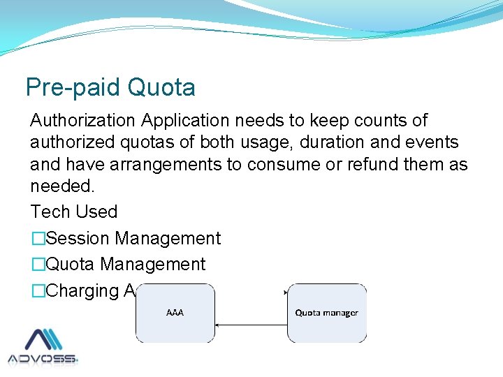 Pre-paid Quota Authorization Application needs to keep counts of authorized quotas of both usage,