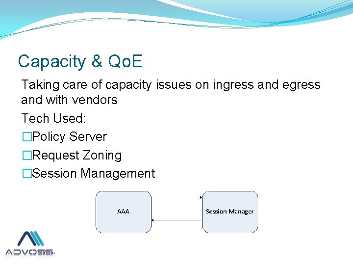 Capacity & Qo. E Taking care of capacity issues on ingress and egress and