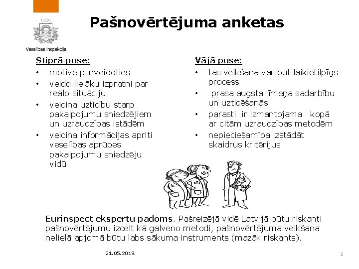 Pašnovērtējuma anketas Stiprā puse: • motivē pilnveidoties • veido lielāku izpratni par reālo situāciju