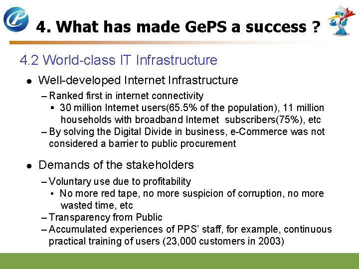 4. What has made Ge. PS a success ? 4. 2 World-class IT Infrastructure