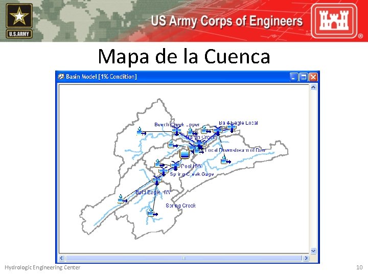 Mapa de la Cuenca Hydrologic Engineering Center 10 