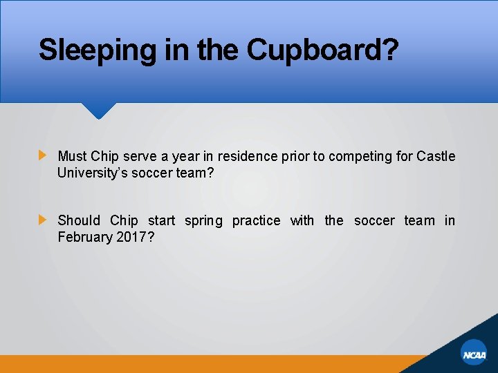 Sleeping in the Cupboard? Must Chip serve a year in residence prior to competing