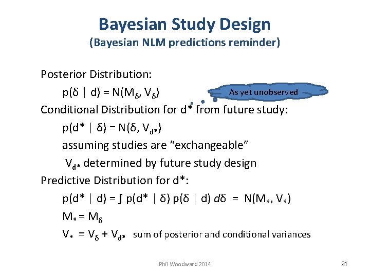Bayesian Study Design (Bayesian NLM predictions reminder) Posterior Distribution: As yet unobserved p(δ |