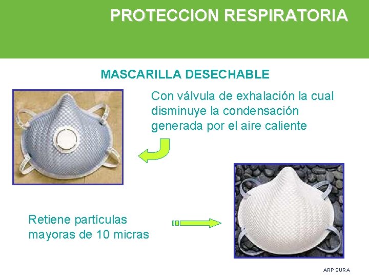 PROTECCION RESPIRATORIA MASCARILLA DESECHABLE Con válvula de exhalación la cual disminuye la condensación generada