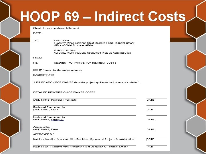 HOOP 69 – Indirect Costs 