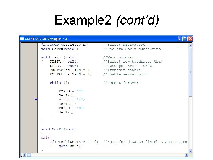 Example 2 (cont’d) Example 2 (cont’d)