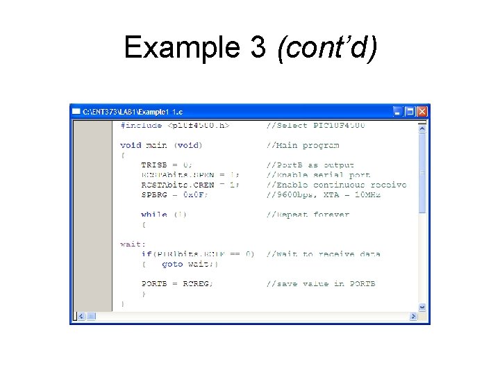 Example 3 (cont’d) Example 3 (cont’d)