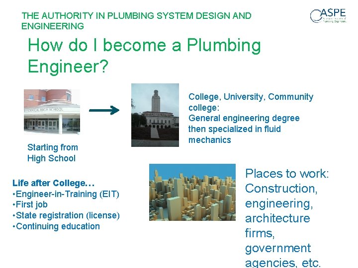 THE AUTHORITY IN PLUMBING SYSTEM DESIGN AND ENGINEERING How do I become a Plumbing
