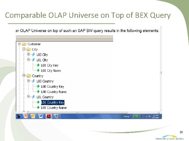 Comparable OLAP Universe on Top of BEX Query 20 