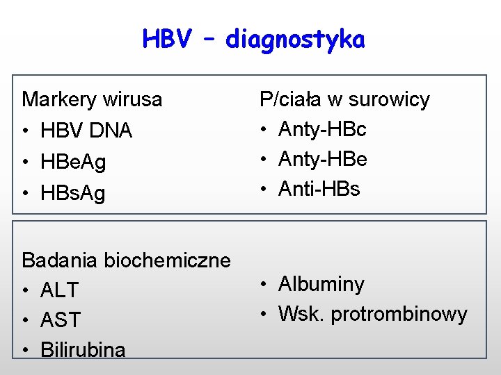 HBV – diagnostyka Markery wirusa • HBV DNA • HBe. Ag • HBs. Ag