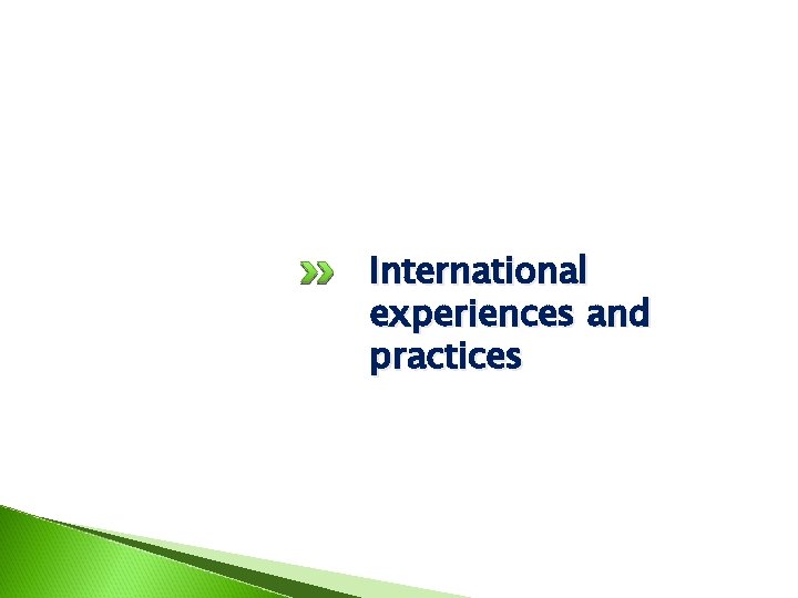 International experiences and practices 