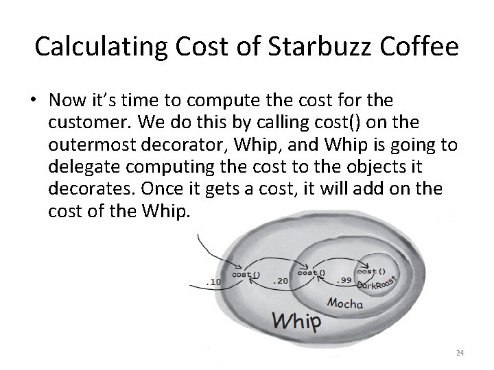 Calculating Cost of Starbuzz Coffee • Now it’s time to compute the cost for
