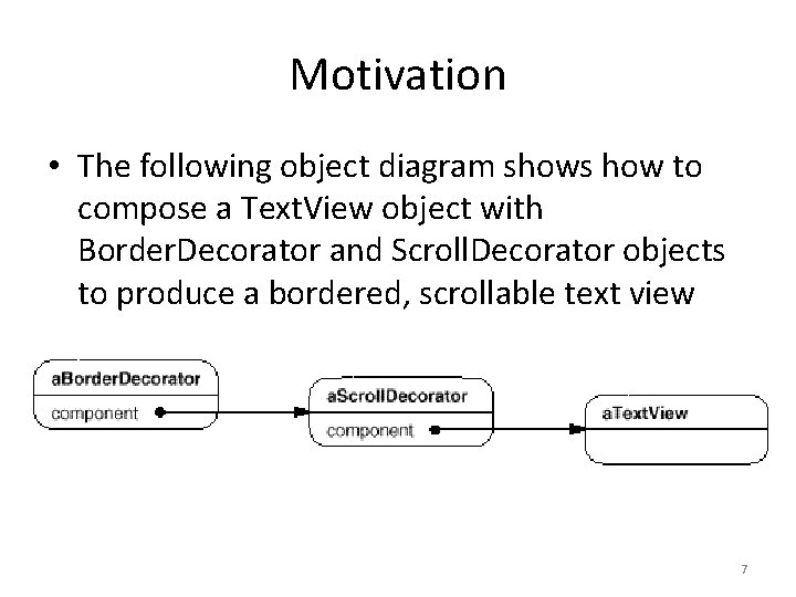 Motivation • The following object diagram shows how to compose a Text. View object