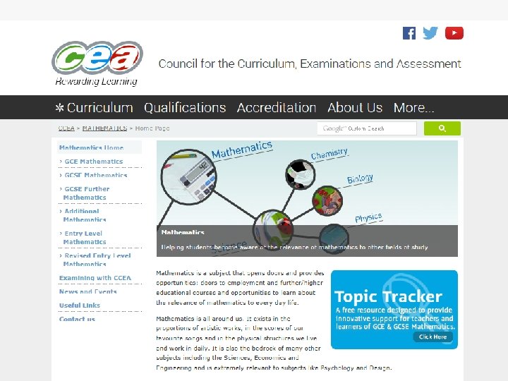 CCEA Mathematics microsite 