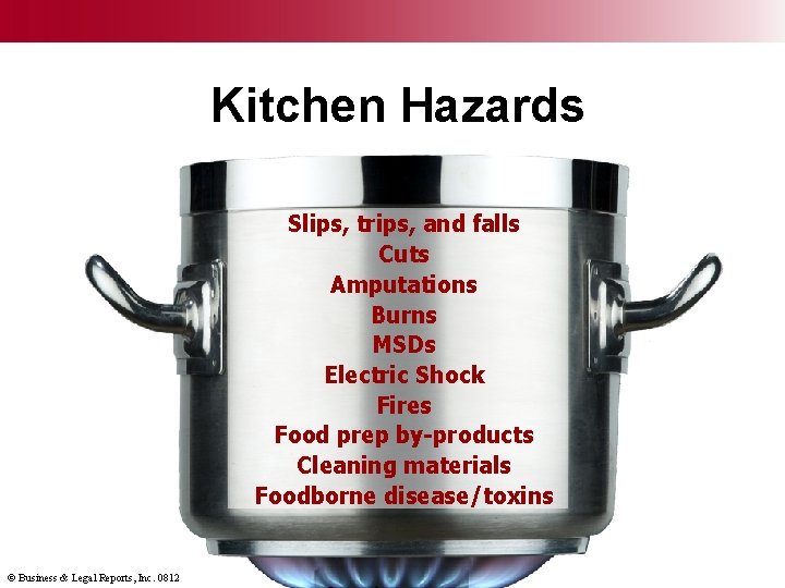 Slips, trips, and falls ` Kitchen. Cuts Hazards Amputations Slips, trips, and falls Burns