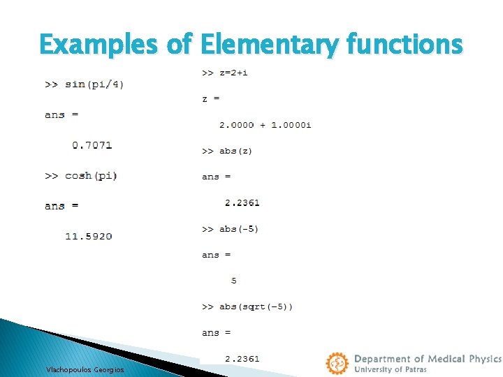 Examples of Elementary functions Vlachopoulos Georgios 
