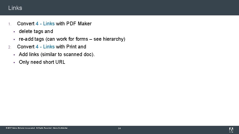 Links Convert 4 - Links with PDF Maker 1. § delete tags and §