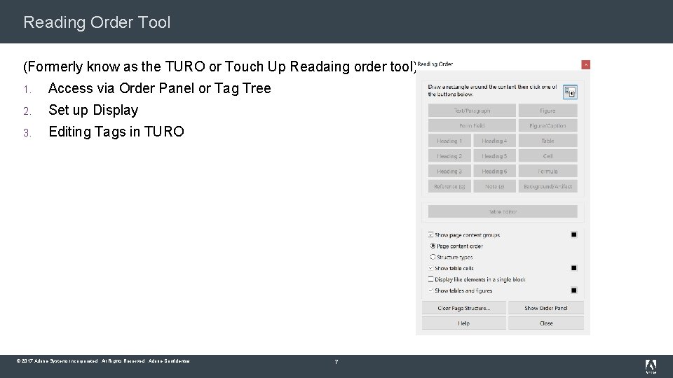 Reading Order Tool (Formerly know as the TURO or Touch Up Readaing order tool)