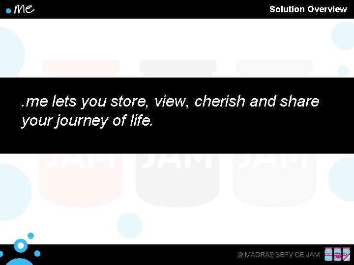 Solution Overview . me lets you store, view, cherish and share your journey of