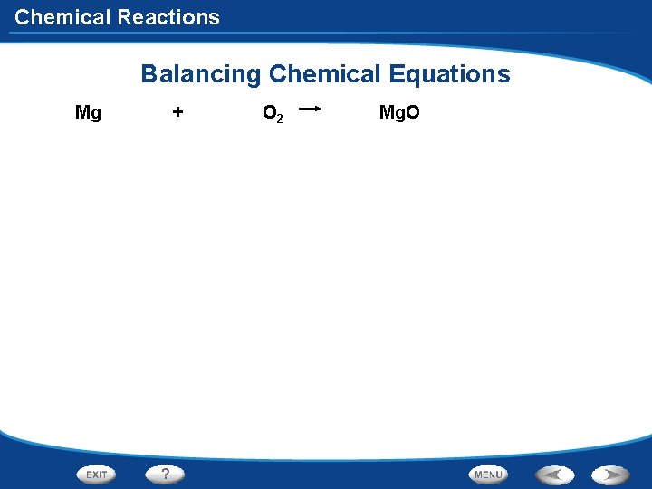 Chemical Reactions Balancing Chemical Equations Mg + O 2 Mg. O 