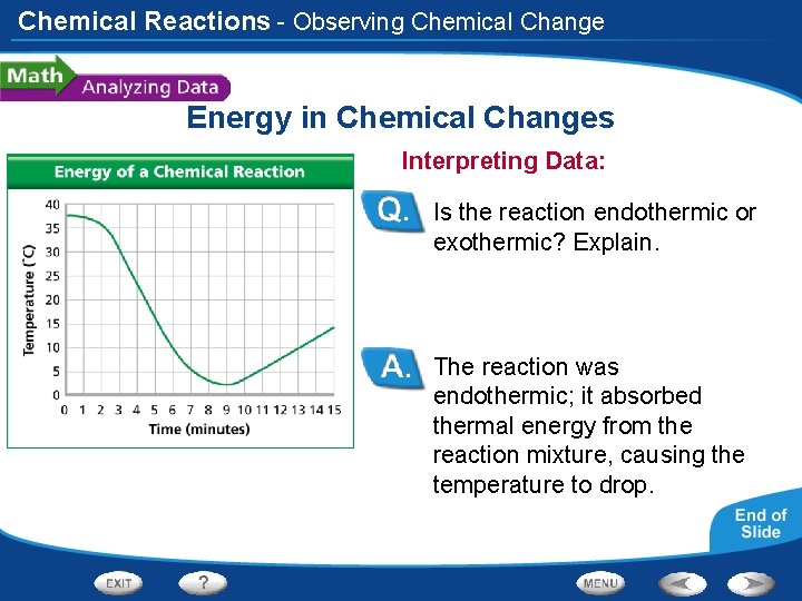 Chemical Reactions - Observing Chemical Change Energy in Chemical Changes Interpreting Data: Is the