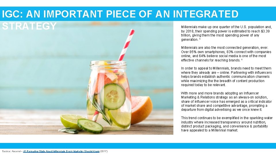 IGC: AN IMPORTANT PIECE OF AN INTEGRATED STRATEGY Millennials make up one quarter of IGC: AN IMPORTANT PIECE OF AN INTEGRATED STRATEGY Millennials make up one quarter of