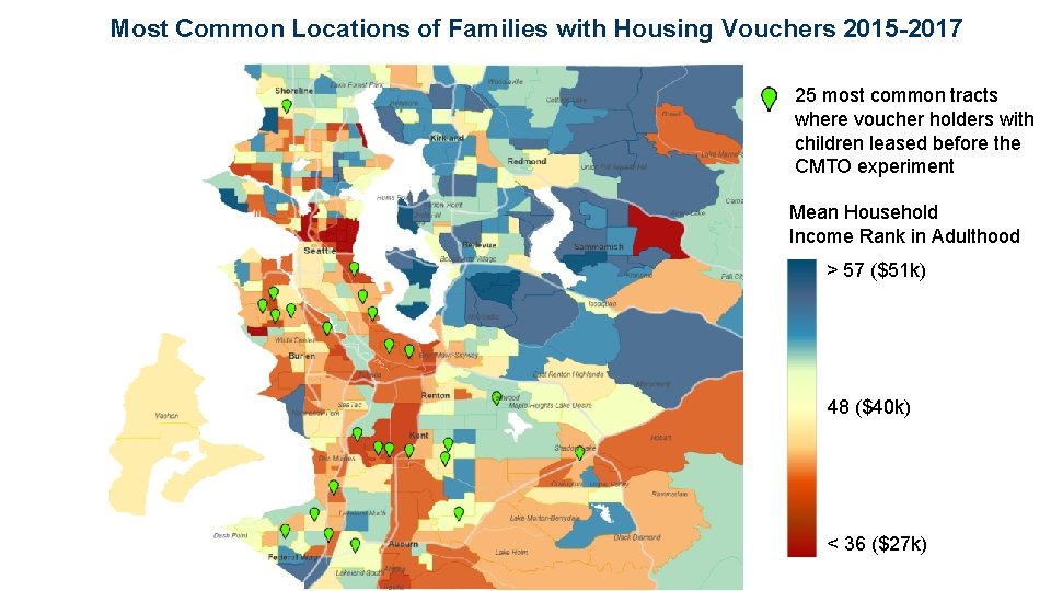 Most Common Locations of Families with Housing Vouchers 2015 -2017 25 most common tracts
