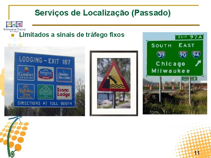 Serviços de Localização (Passado) n Limitados a sinais de tráfego fixos 11 