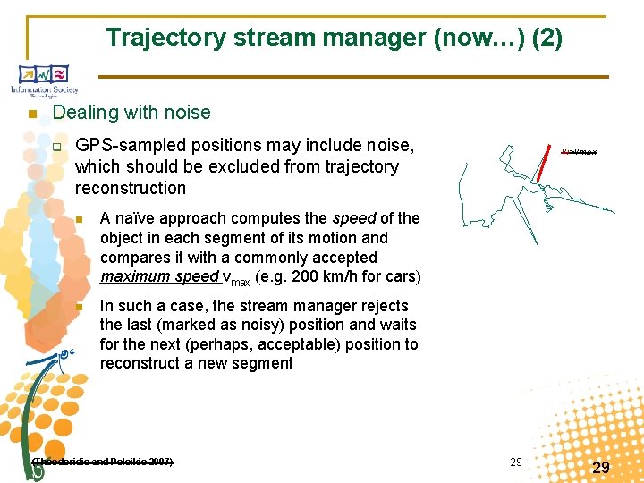 Trajectory stream manager (now…) (2) n Dealing with noise q GPS-sampled positions may include