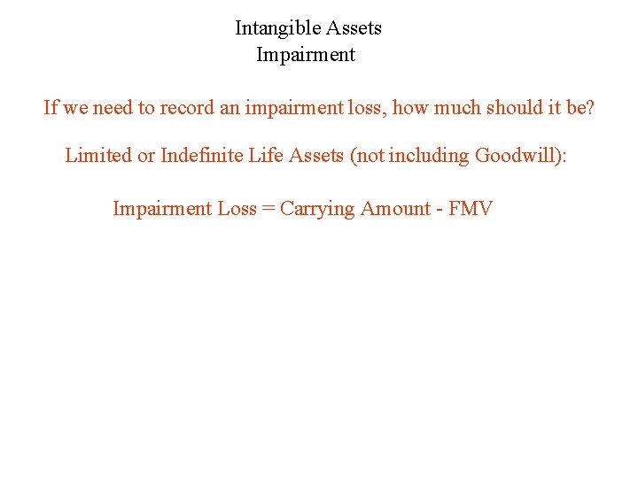 Intangible Assets Impairment If we need to record an impairment loss, how much should