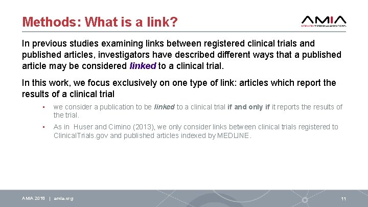 Methods: What is a link? In previous studies examining links between registered clinical trials