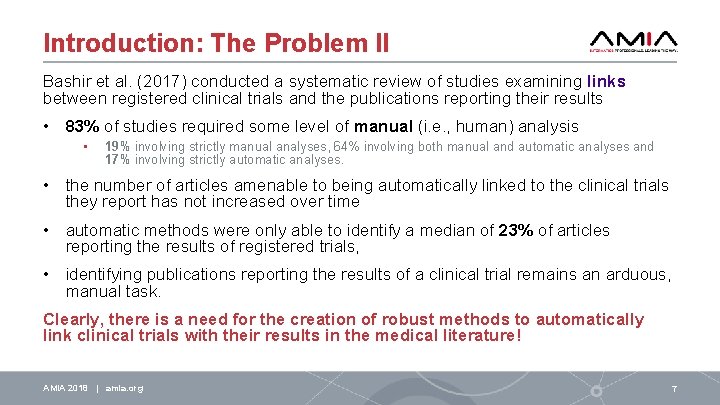 Introduction: The Problem II Bashir et al. (2017) conducted a systematic review of studies