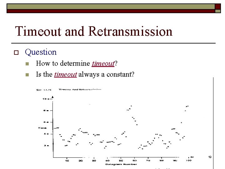 Timeout and Retransmission o Question n n How to determine timeout? Is the timeout