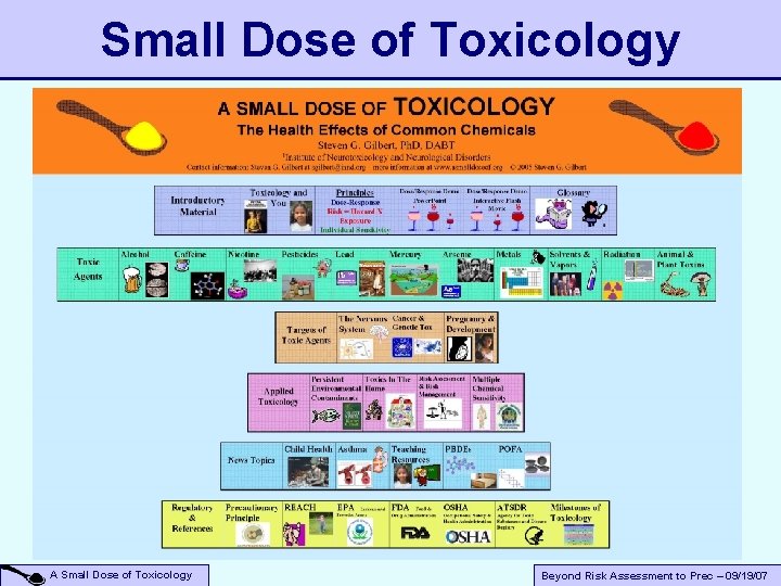 Small Dose of Toxicology A Small Dose of Toxicology Beyond Risk Assessment to Prec