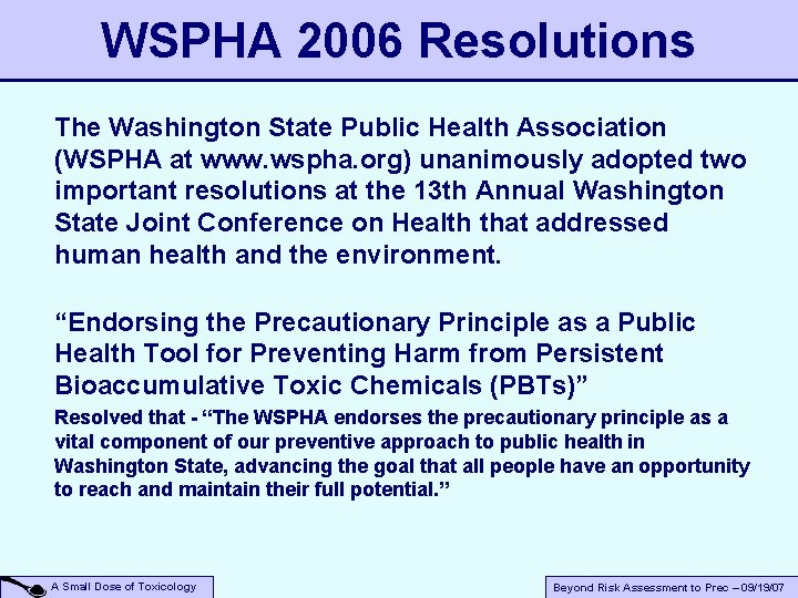 WSPHA 2006 Resolutions The Washington State Public Health Association (WSPHA at www. wspha. org)