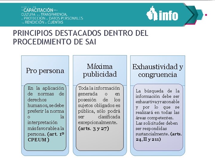 PRINCIPIOS DESTACADOS DENTRO DEL PROCEDIMIENTO DE SAI Pro persona En la aplicación de normas