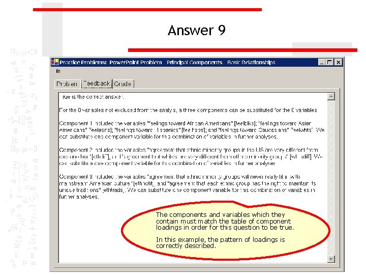 Answer 9 The components and variables which they contain must match the table of Answer 9 The components and variables which they contain must match the table of