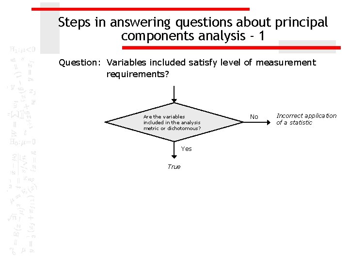 Steps in answering questions about principal components analysis - 1 Question: Variables included satisfy Steps in answering questions about principal components analysis - 1 Question: Variables included satisfy
