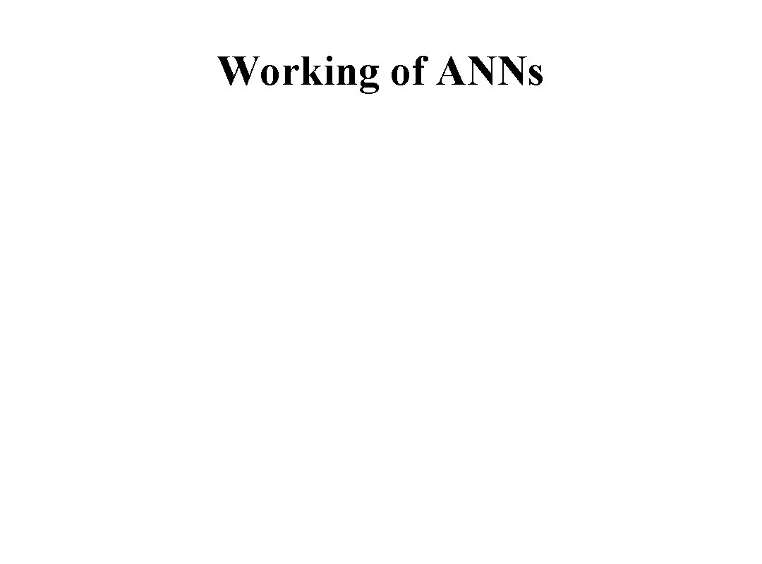 Working of ANNs 