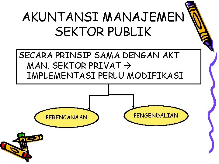 AKUNTANSI MANAJEMEN SEKTOR PUBLIK SECARA PRINSIP SAMA DENGAN AKT MAN. SEKTOR PRIVAT IMPLEMENTASI PERLU