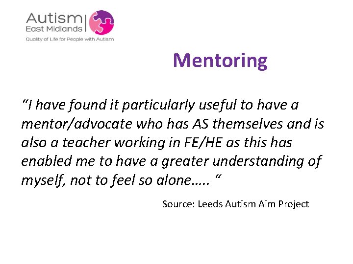  Mentoring “I have found it particularly useful to have a mentor/advocate who has